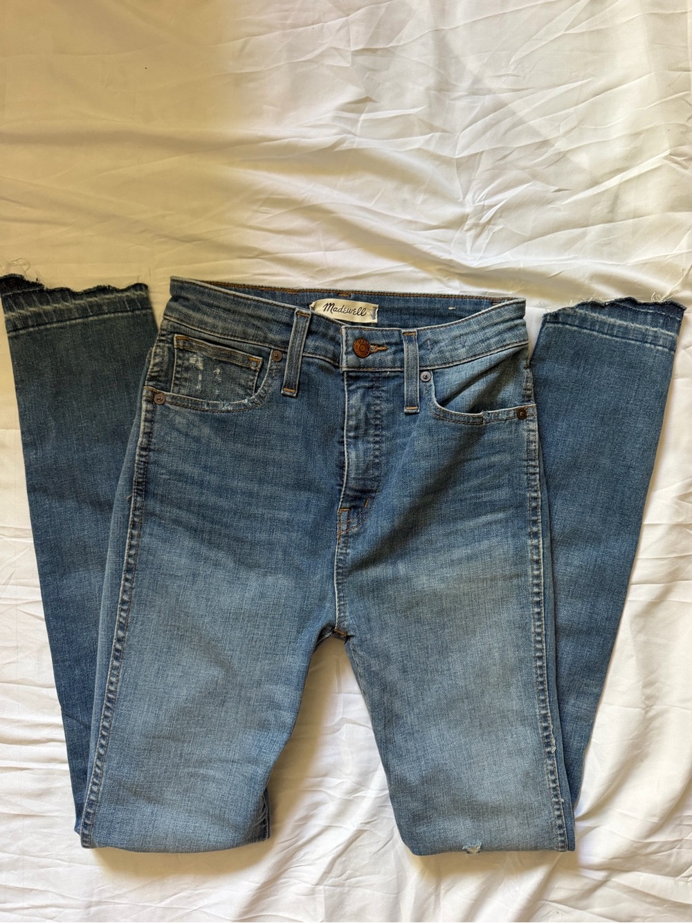 Madewell Curvy High-Rise Skinny Women's Jeans Blue Wash Distressed Size 25